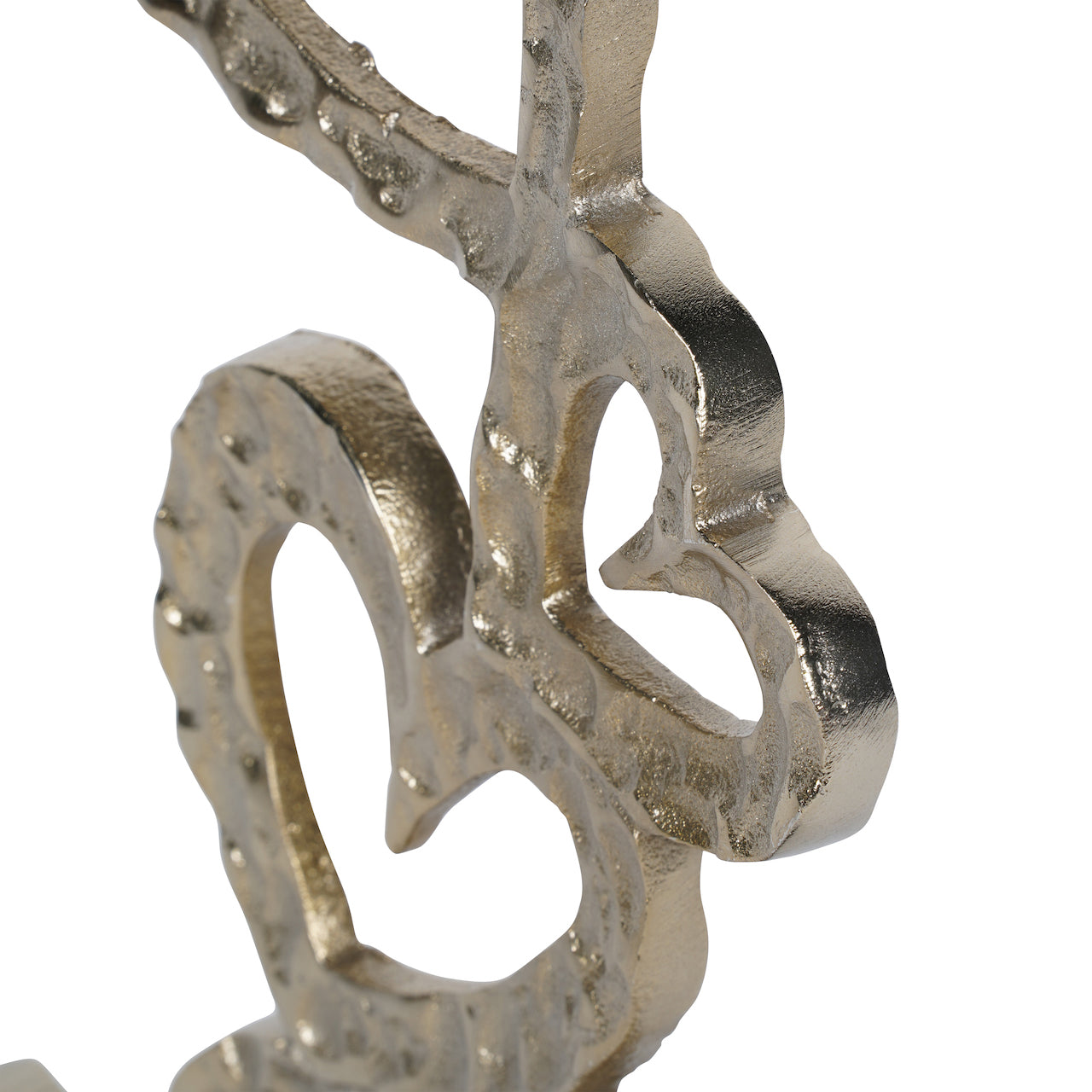 Stacked Gold Hearts Sculpture on Black Stand