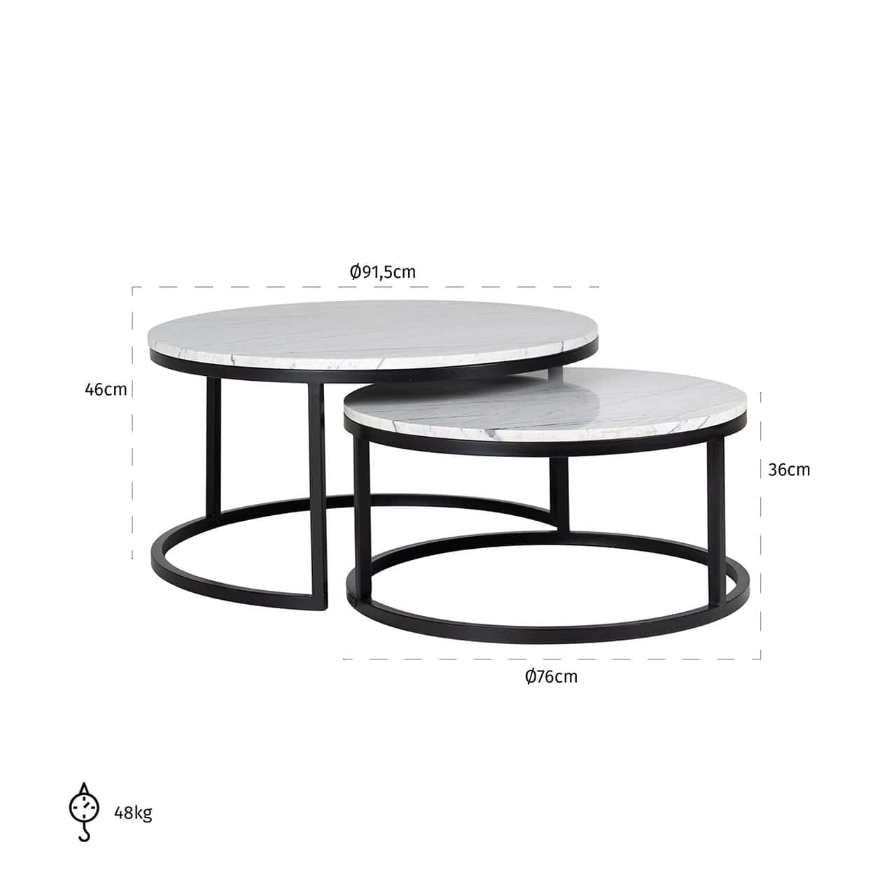 Coffee table Lexington set of 2 (White)