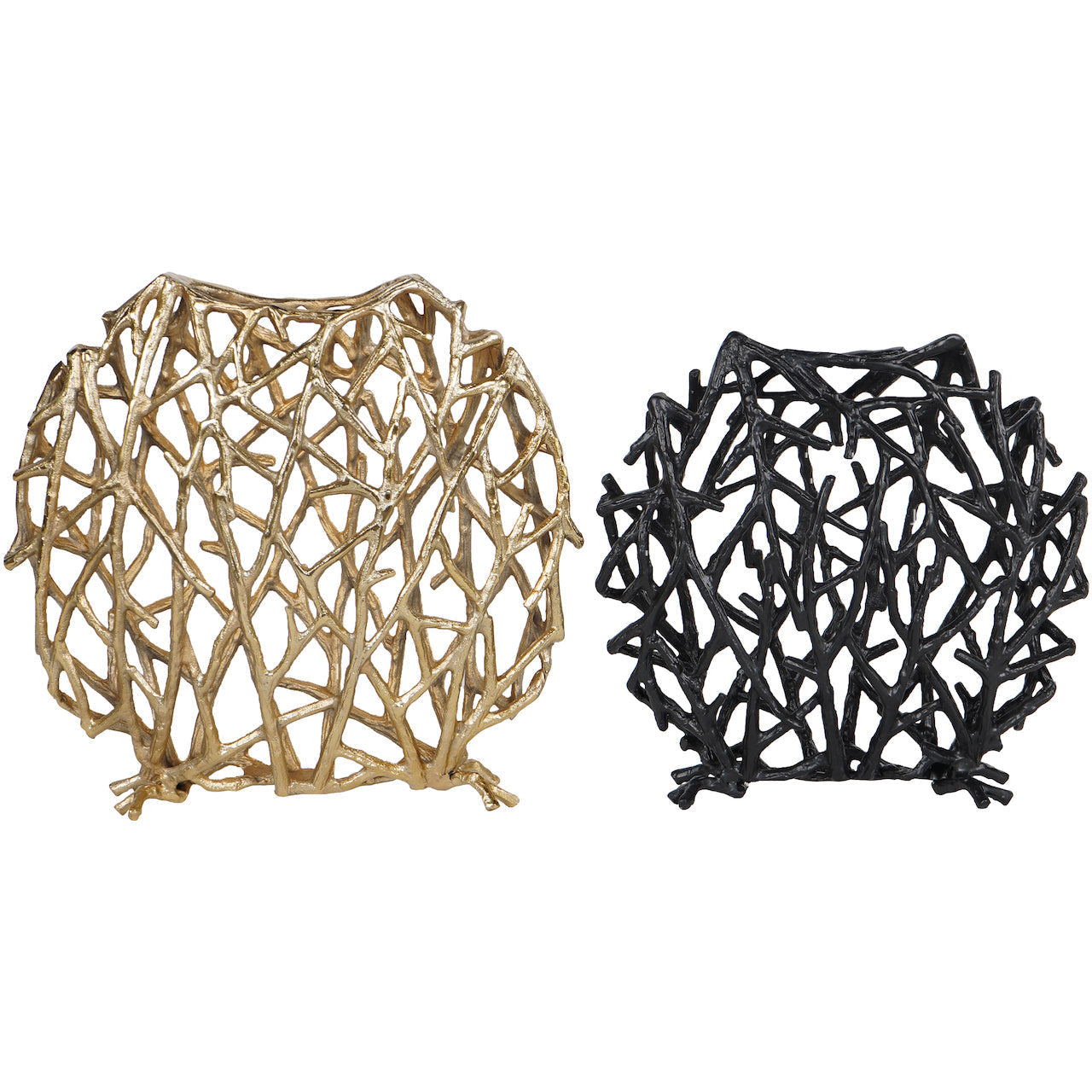 Twig Sculpture Black Disc Vase