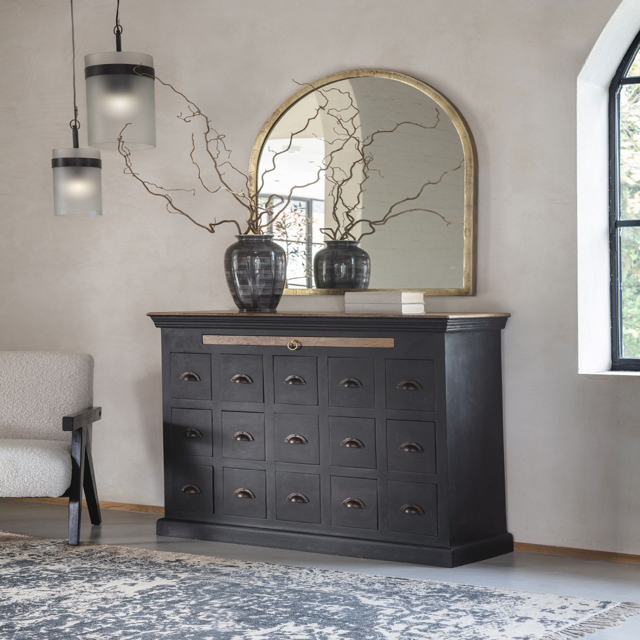 Hoxton Mango Wood Antique Black Chest of Drawers XL