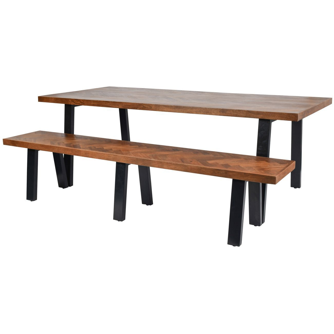 Burnham II Herringbone Wood Dining Table | 6 Seater