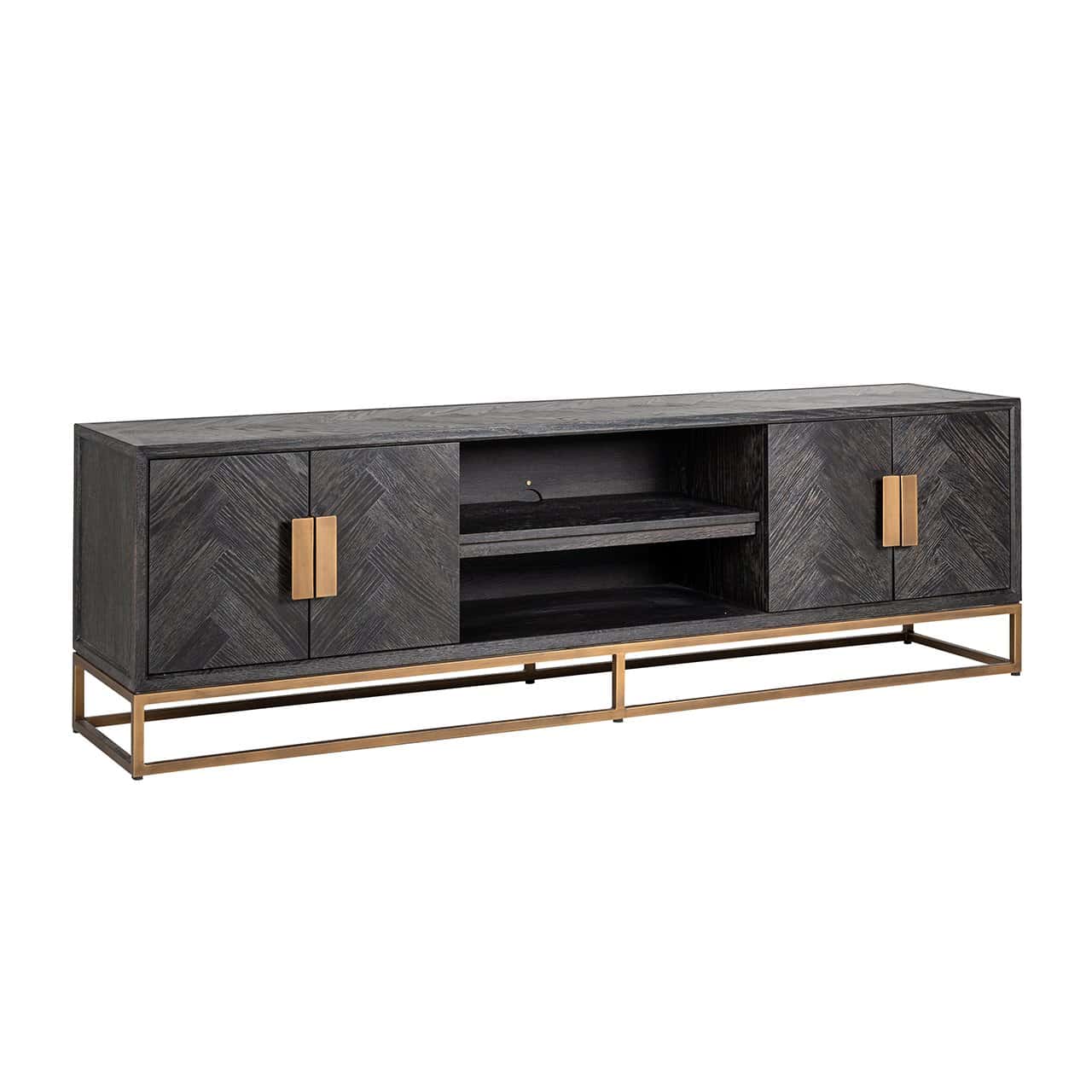 TV-Unit Blackbone brass 4-doors 200 (Black rustic)