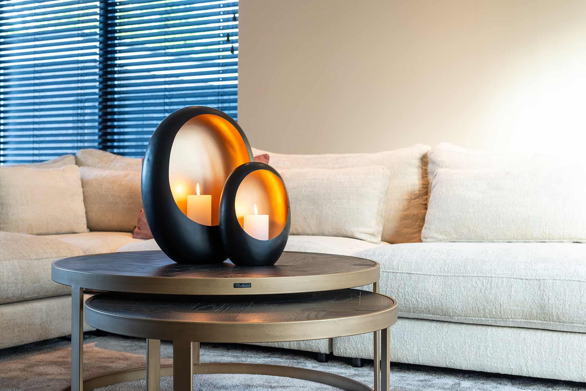 Coffee table Blackbone brass set of 2 (Black rustic)