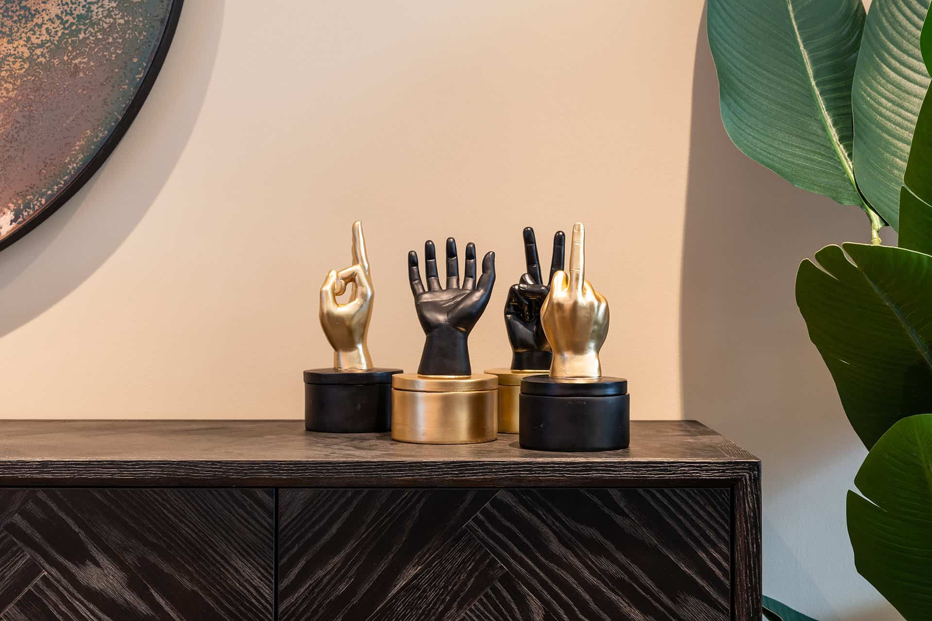 Sideboard Blackbone brass 4-doors  (Black rustic)