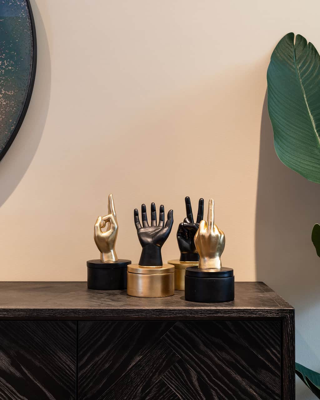 Sideboard Blackbone brass 4-doors  (Black rustic)