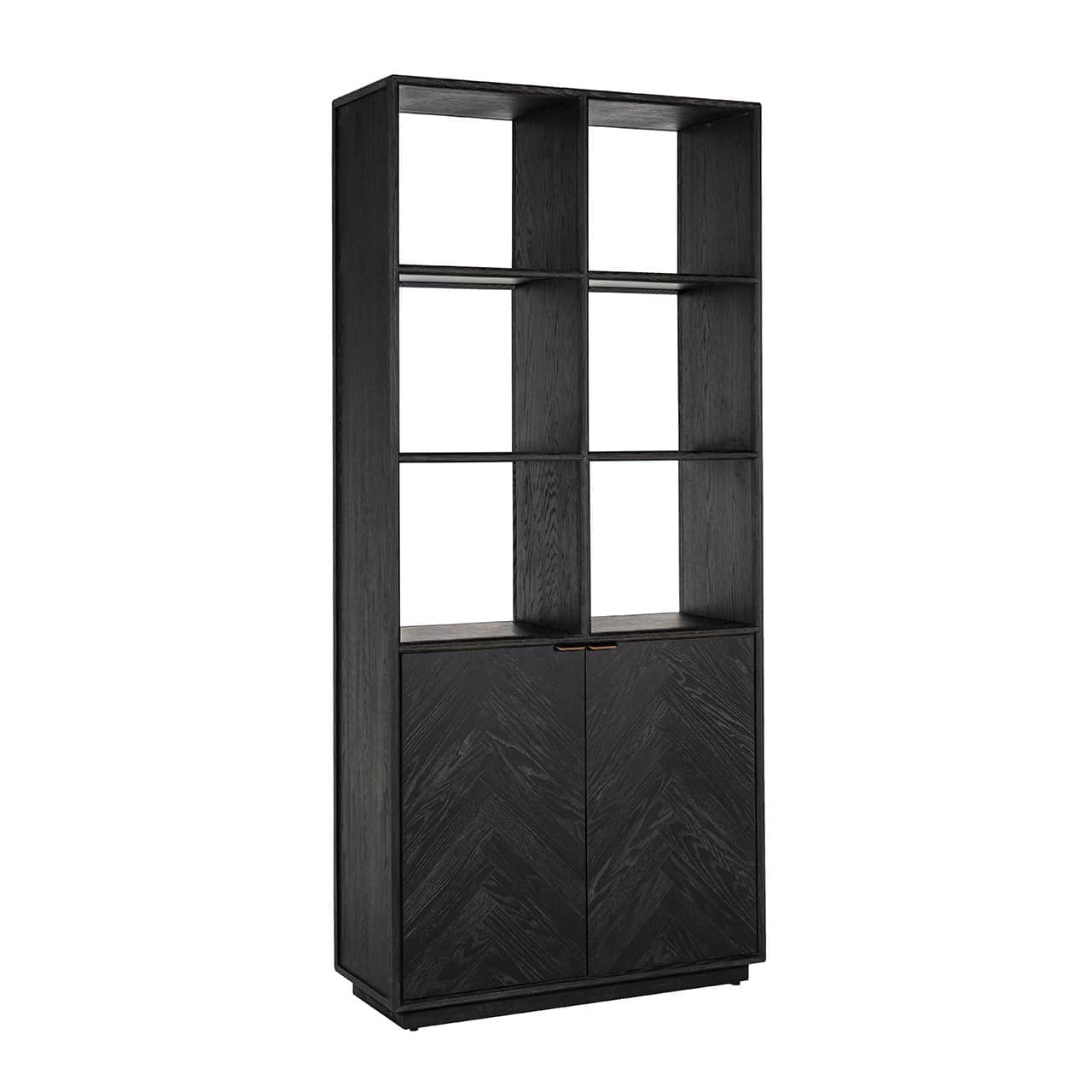 Bookcase Blackbone brass 2-doors (Black rustic)