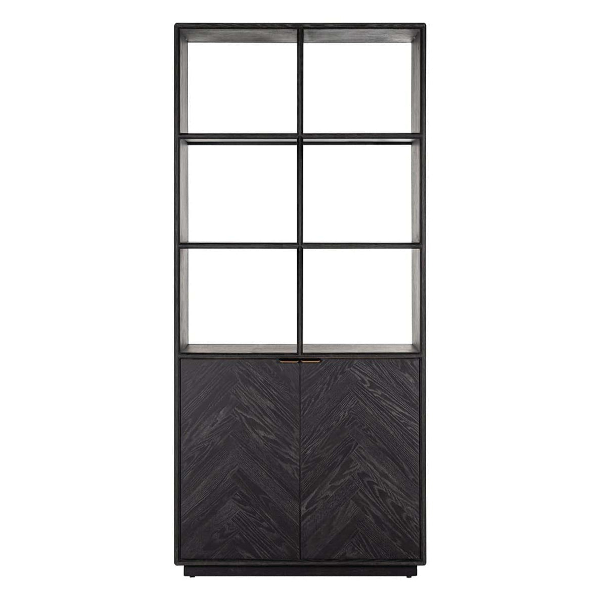 Bookcase Blackbone brass 2-doors (Black rustic)