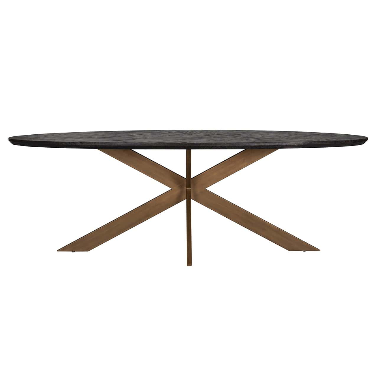 Dining table Blackbone brass oval 230 (Black rustic)