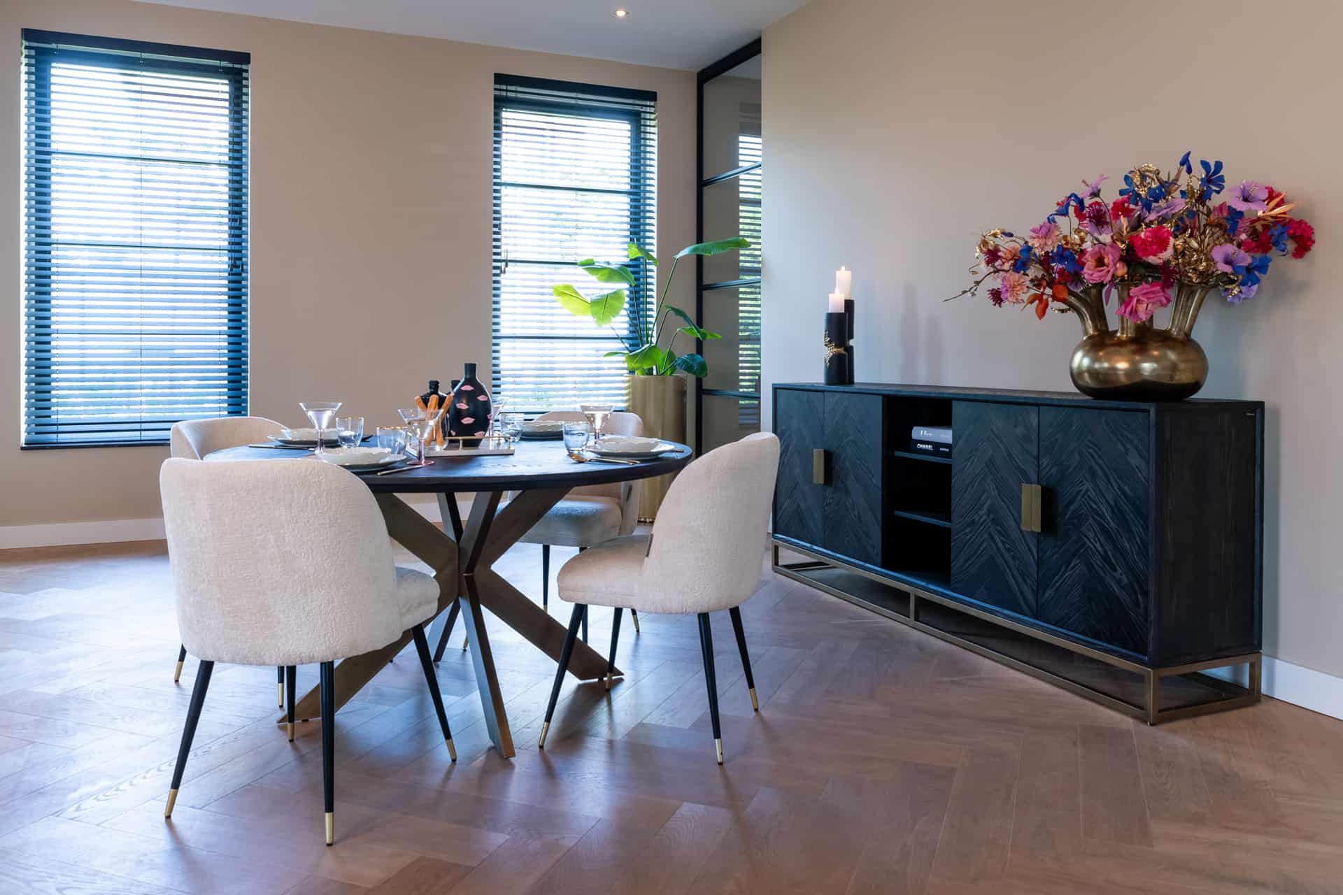 Sideboard Blackbone brass 4-doors  (Black rustic)