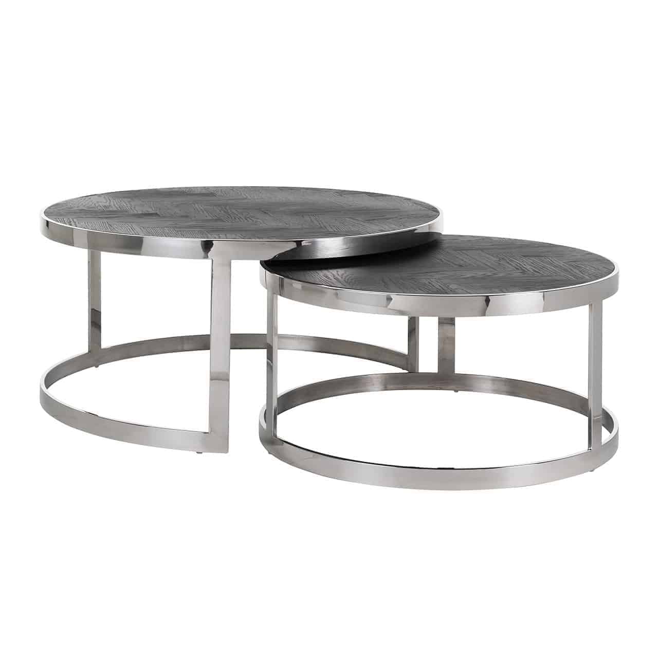 Coffee table Blackbone silver set of 2  (Black rustic)