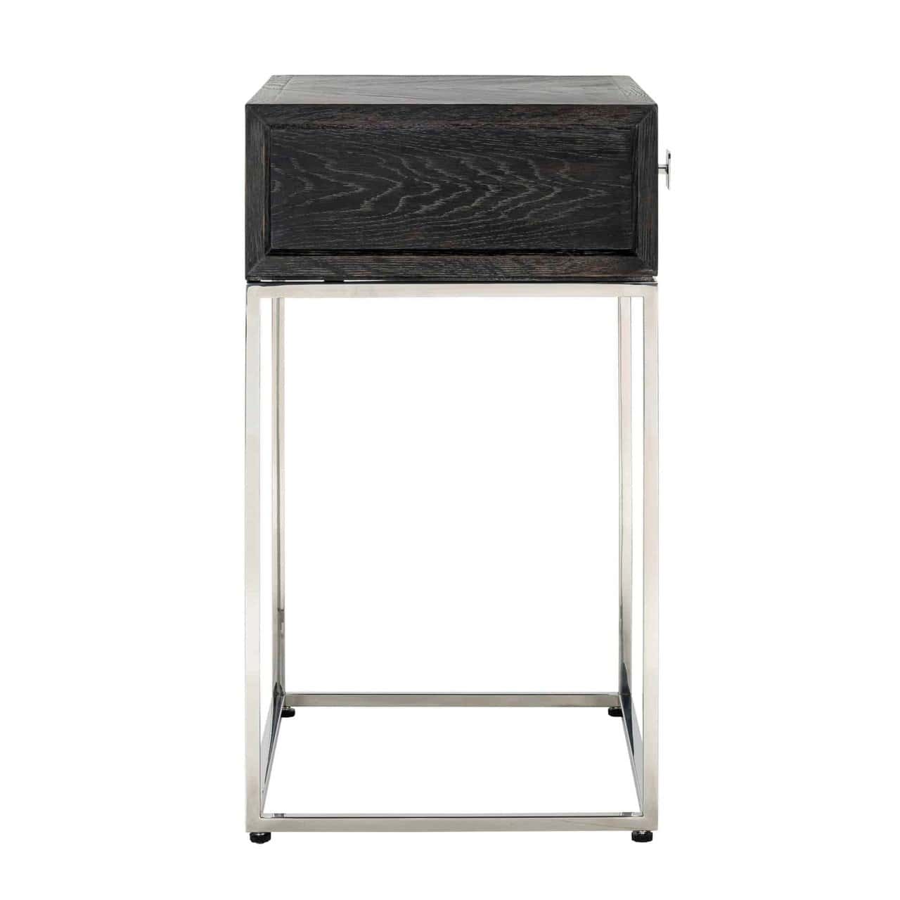 Nightstand Blackbone silver 1-drawer (Black rustic)