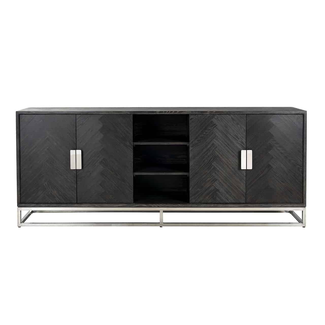 Sideboard Blackbone silver 4-doors (Black rustic)