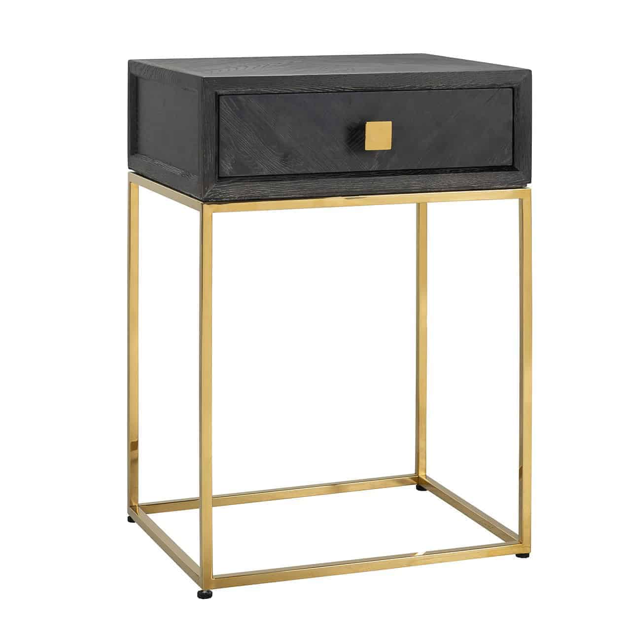 Nightstand Blackbone gold 1-drawer (Black rustic)