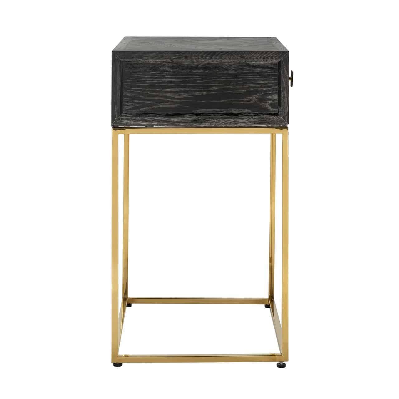 Nightstand Blackbone gold 1-drawer (Black rustic)