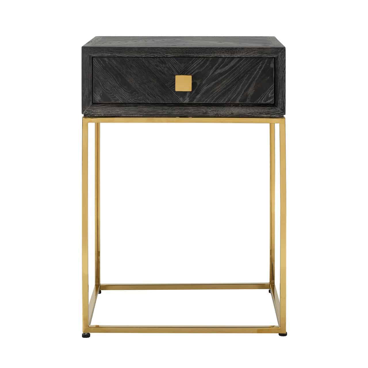 Nightstand Blackbone gold 1-drawer (Black rustic)