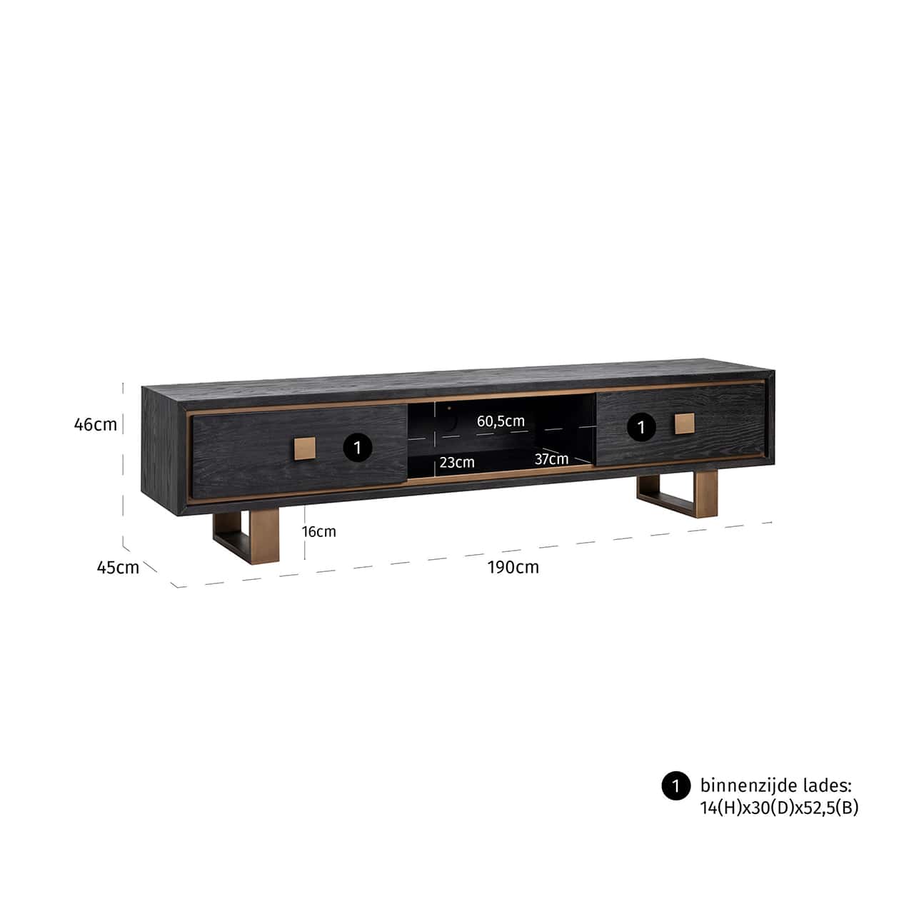 TV-Unit Hunter 2-drawers (Black rustic)