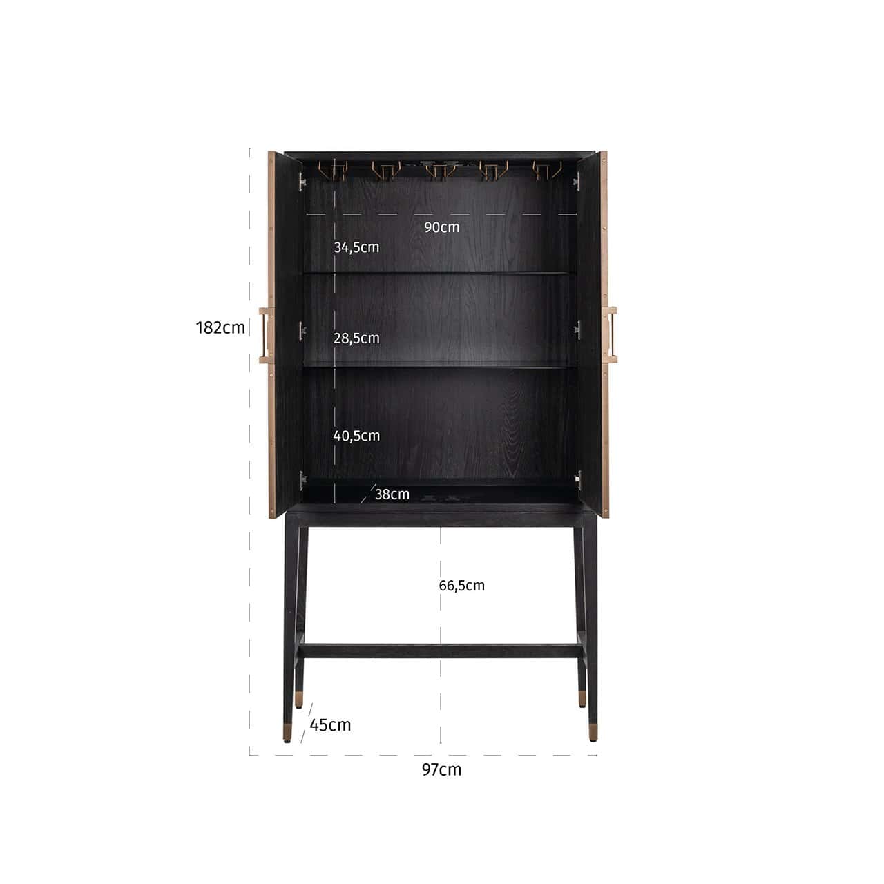 Bar Cabinet Bloomville with 2-doors (Gold)