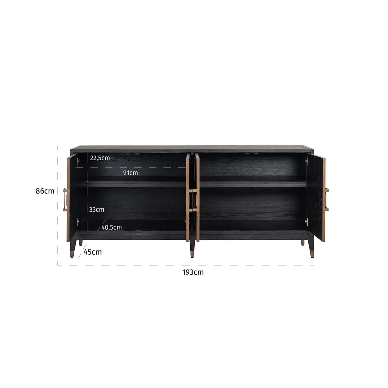 Sideboard Bloomville with 4-doors (Gold)