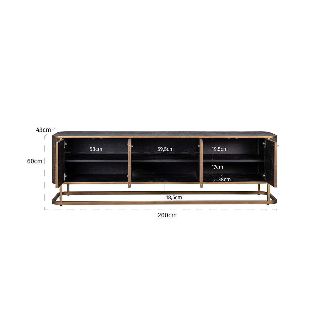 TV-Unit Classio with 4-doors (Brushed Gold)