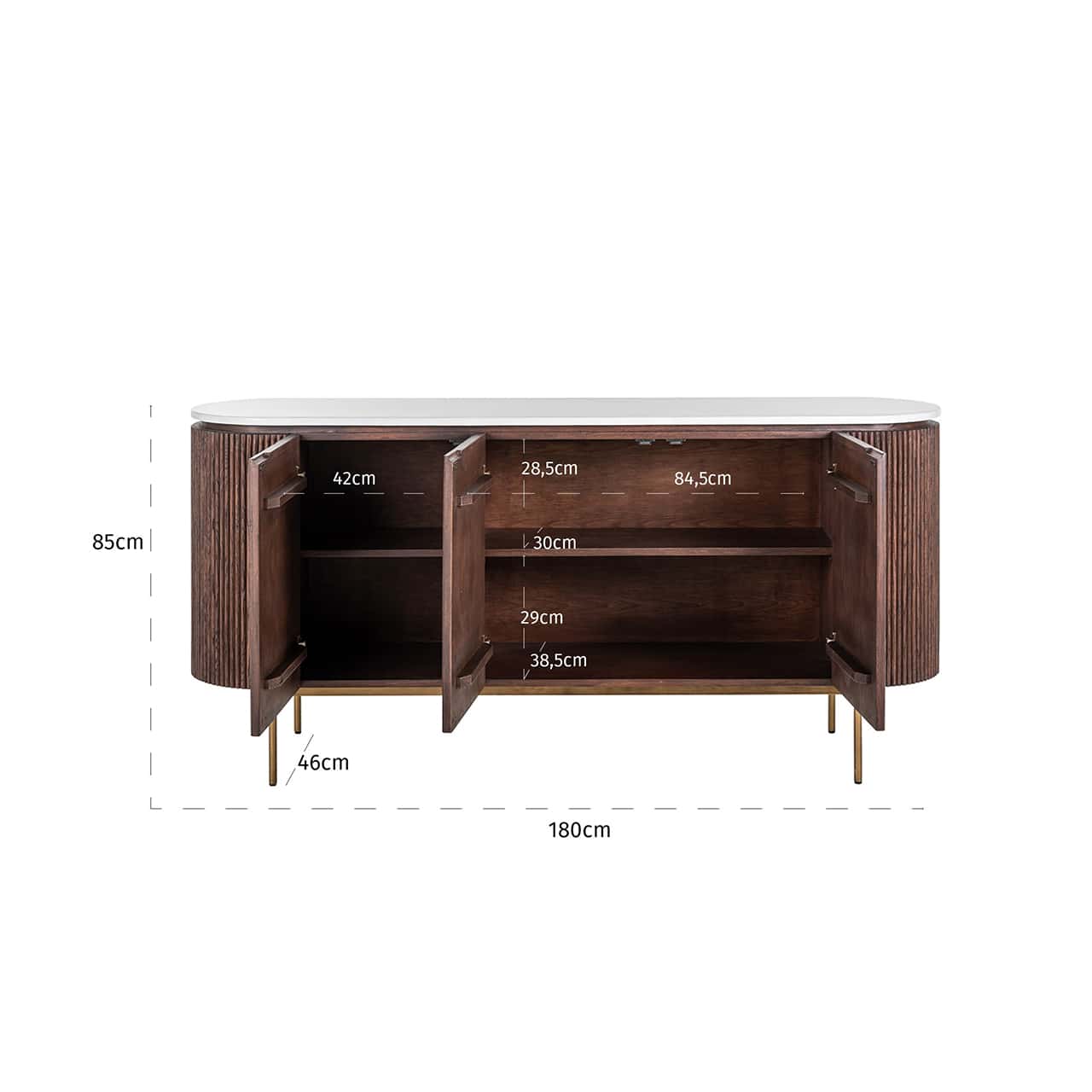 Sideboard Barkley 3-doors (Brushed Gold)