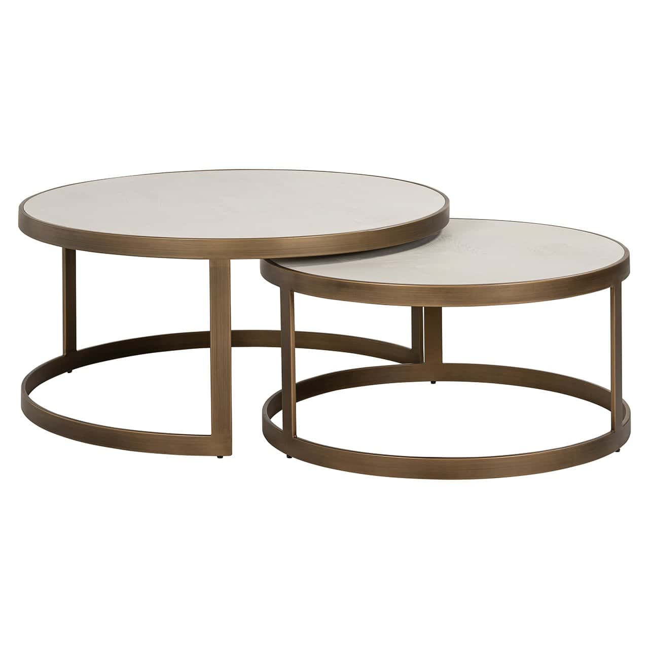 Coffee table Whitebone brass set of 2 (Verona Grey)