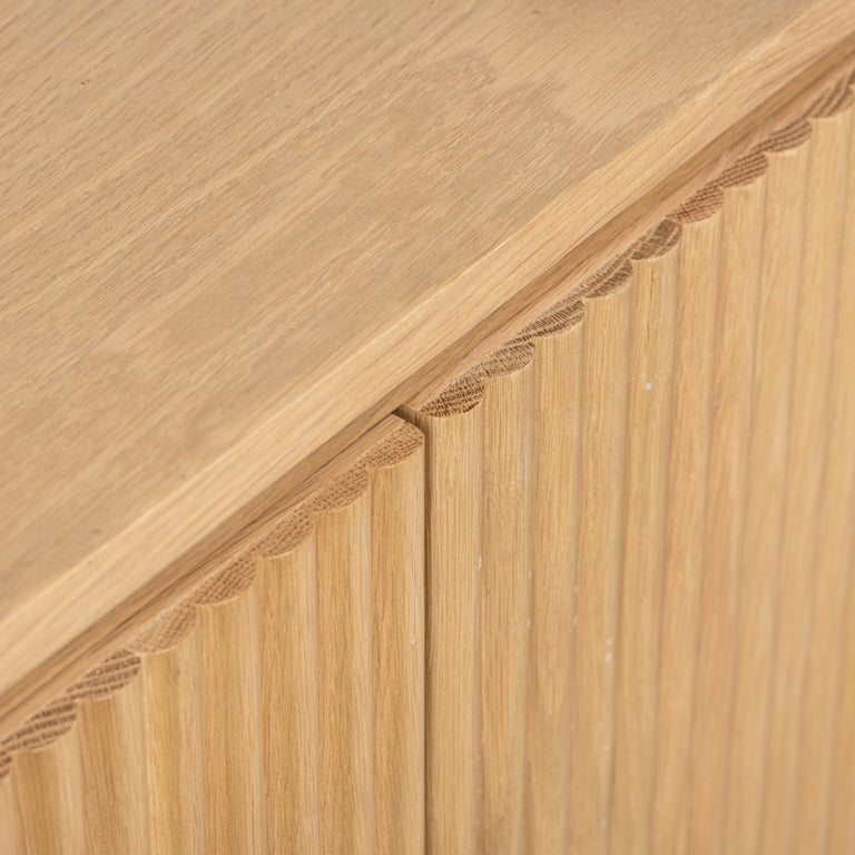 Richmond Interiors Belfort Carved Natural Oak Wood Rounded TV Unit