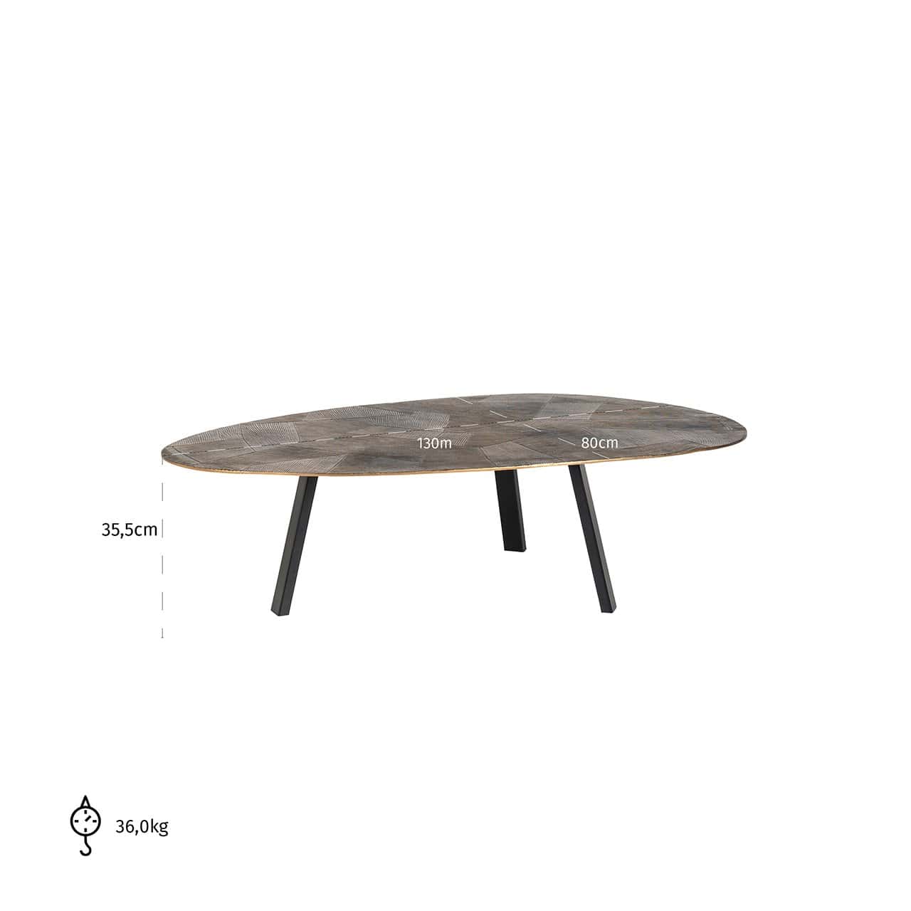 Coffee table Tulum (Brushed Gold)