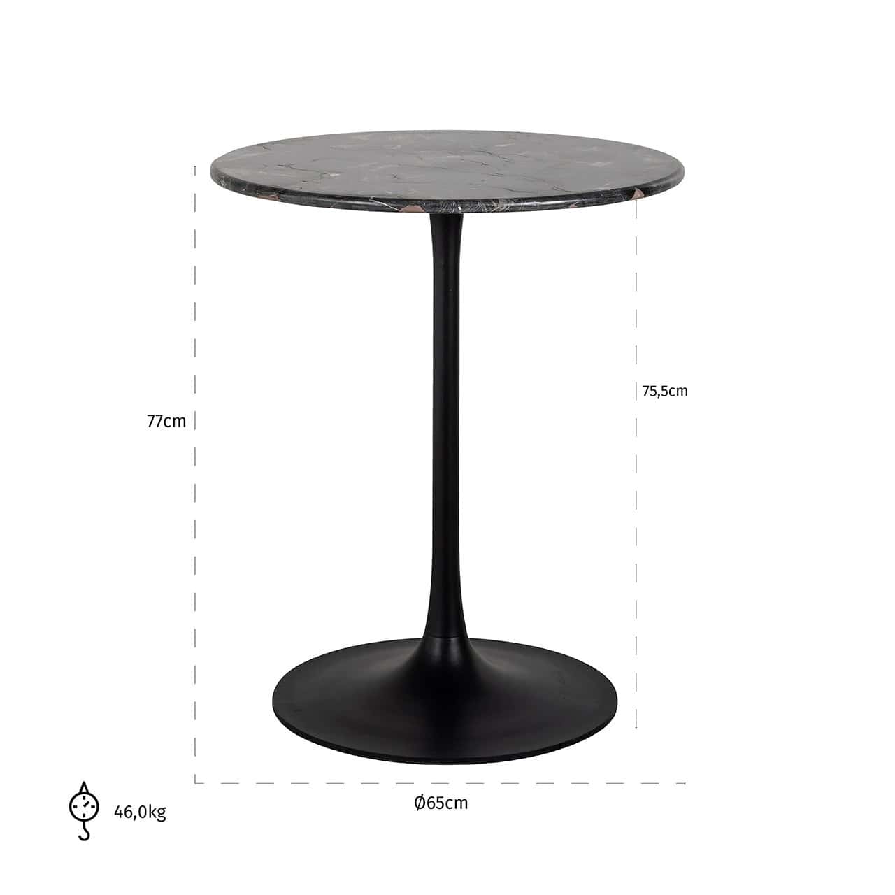 Bistro table Carlten black 65Ø (Black)