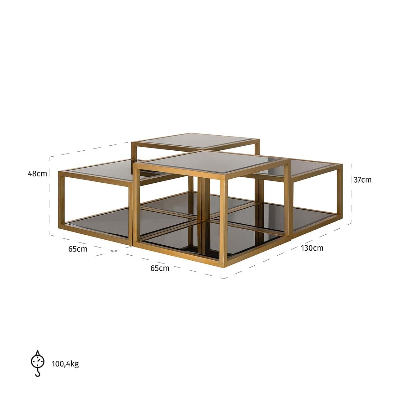 Coffee table Loua set of 4 (Brushed Gold)