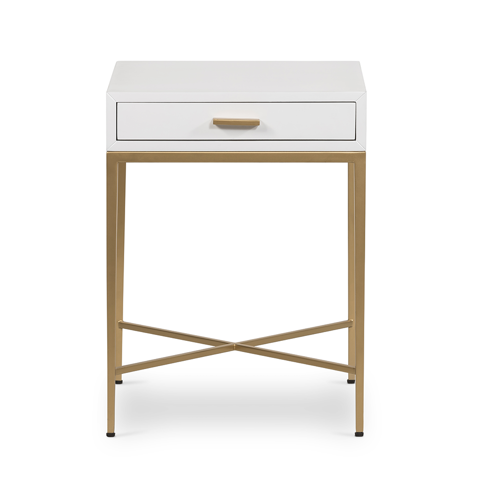 DI Designs Berkeley White & Gold Side Table