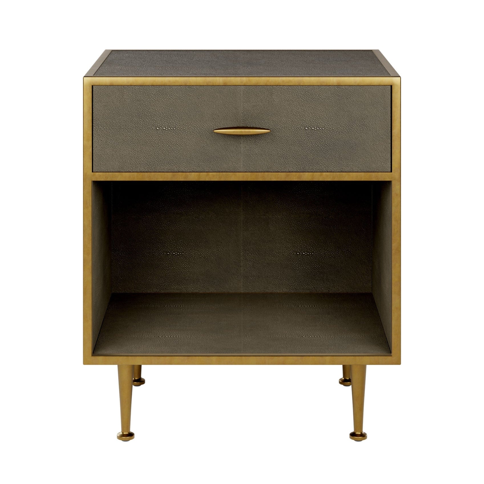 DI Designs Hampton Grey Shagreen & Gold Square Standing Bedside Table