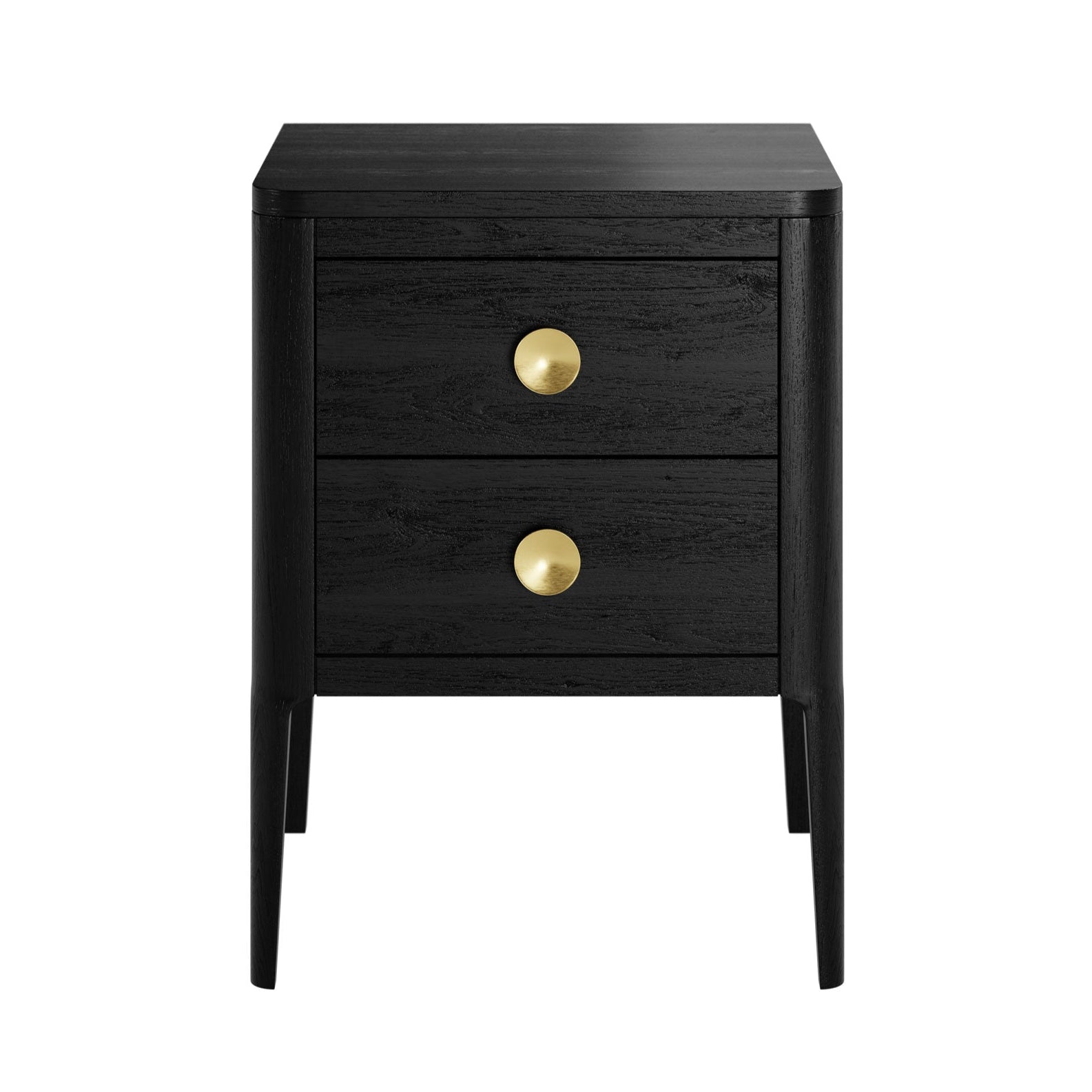 DI Designs Abberley Black Oak Wood & Gold Bedside Table | 2 Drawers