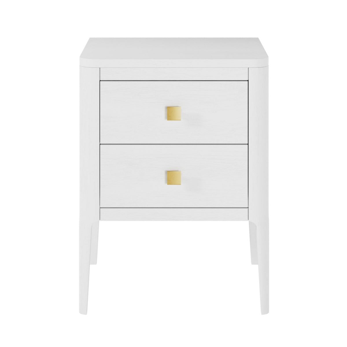 DI Designs Abberley White Oak Wood & Gold Bedside Table | 2 Drawers