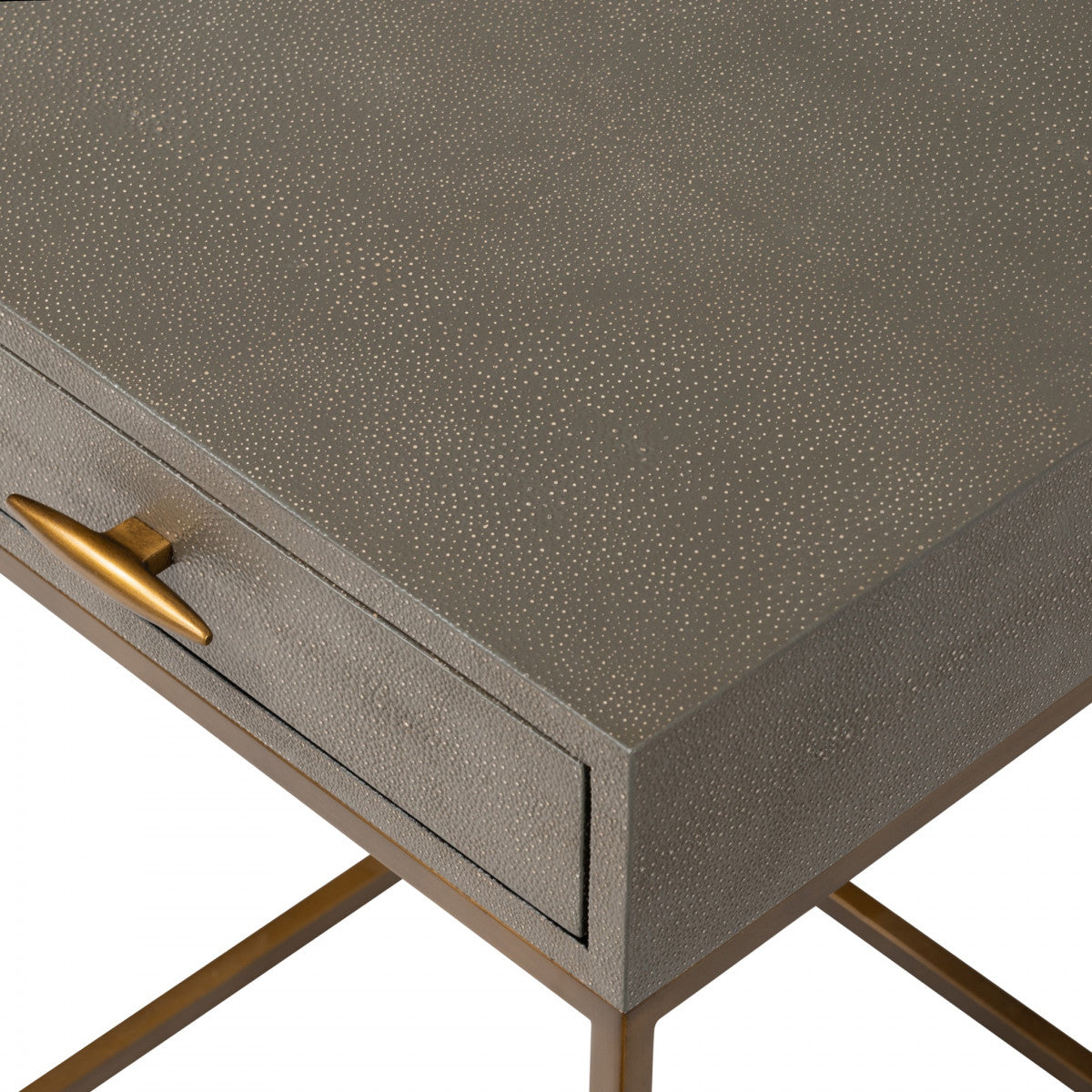 DI Designs Hampton Grey Shagreen & Gold Square Bedside Table