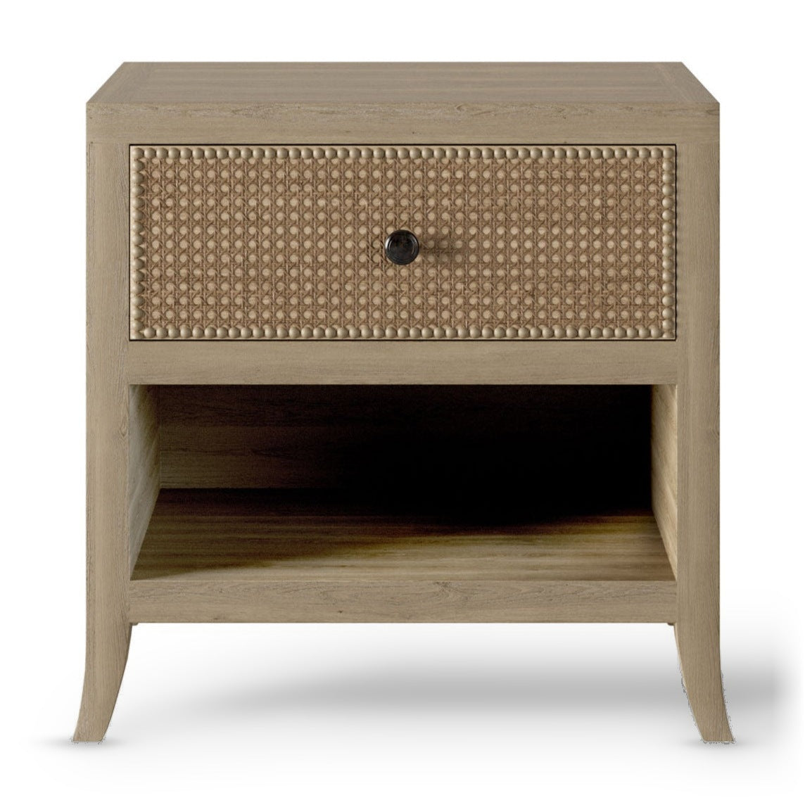 DI Designs Witley Natural Oak Wood Rattan Bedside Table | 1 Drawer