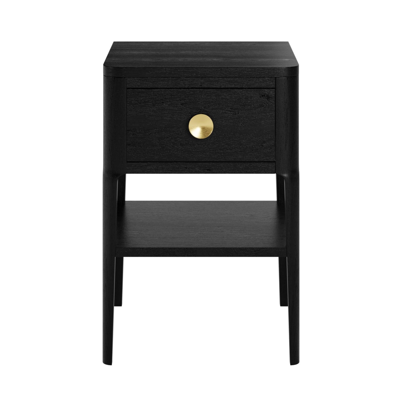 DI Designs Abberley Black Oak Wood & Gold Bedside Table | 1 Drawer