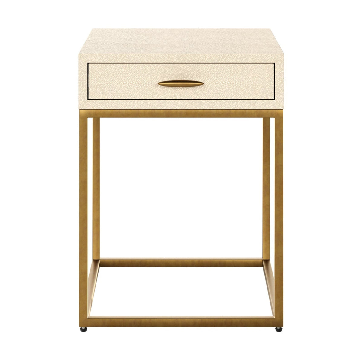 DI Designs Hampton Ivory Shagreen & Gold Square Bedside Table