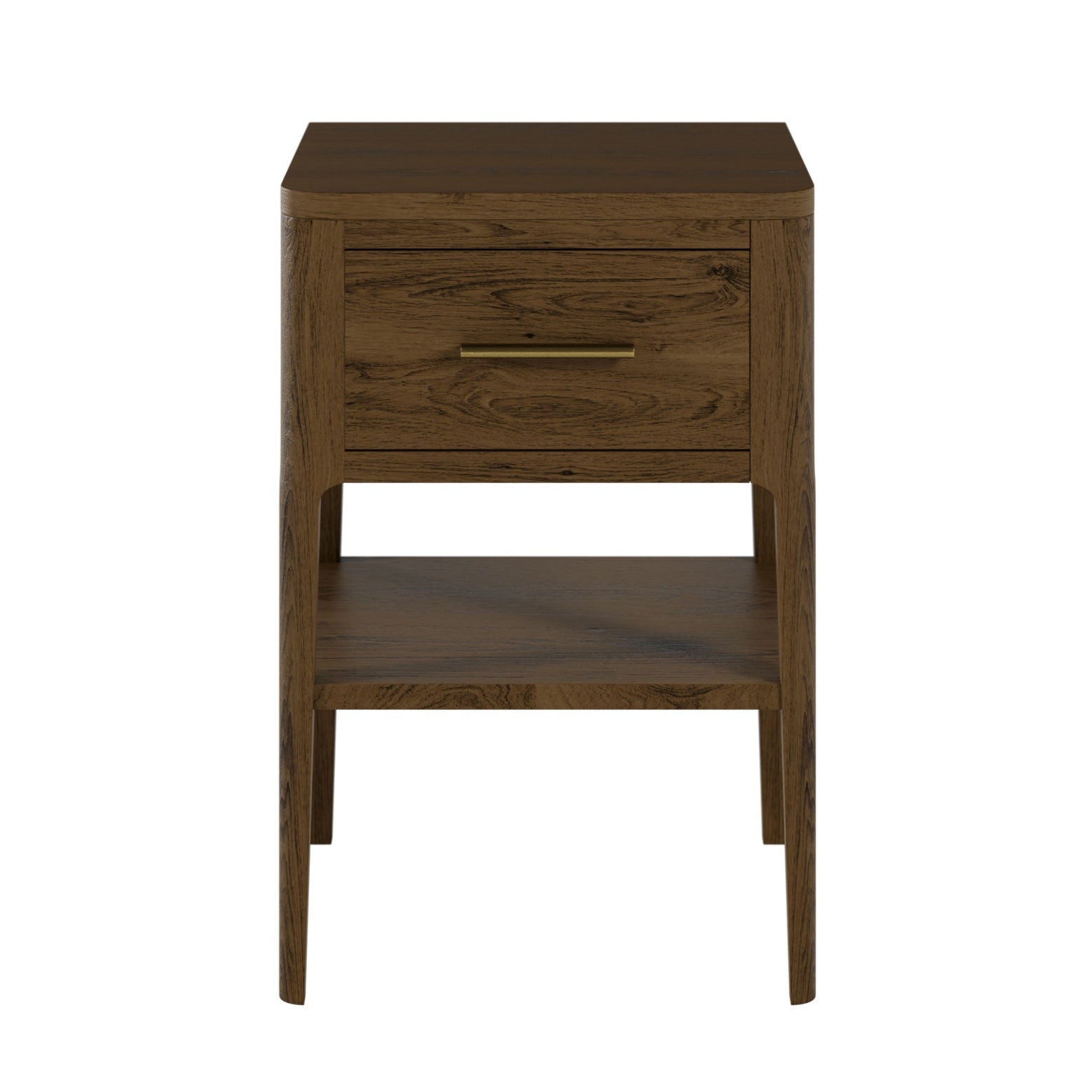 DI Designs Abberley Brown Oak Wood & Gold Bedside Table | 1 Drawer