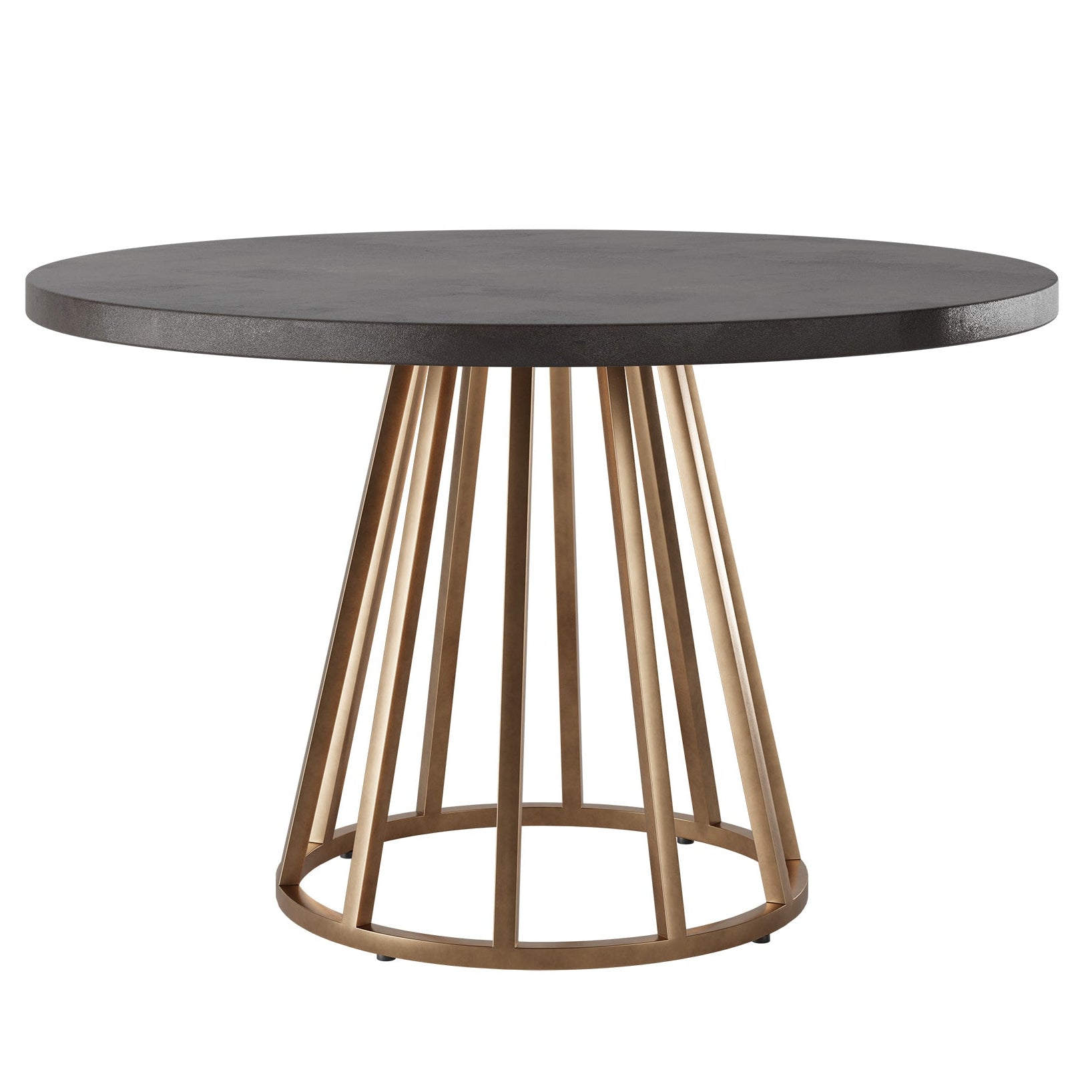 DI Designs Bredon Dark Grey Concrete & Brass Round Dining Table