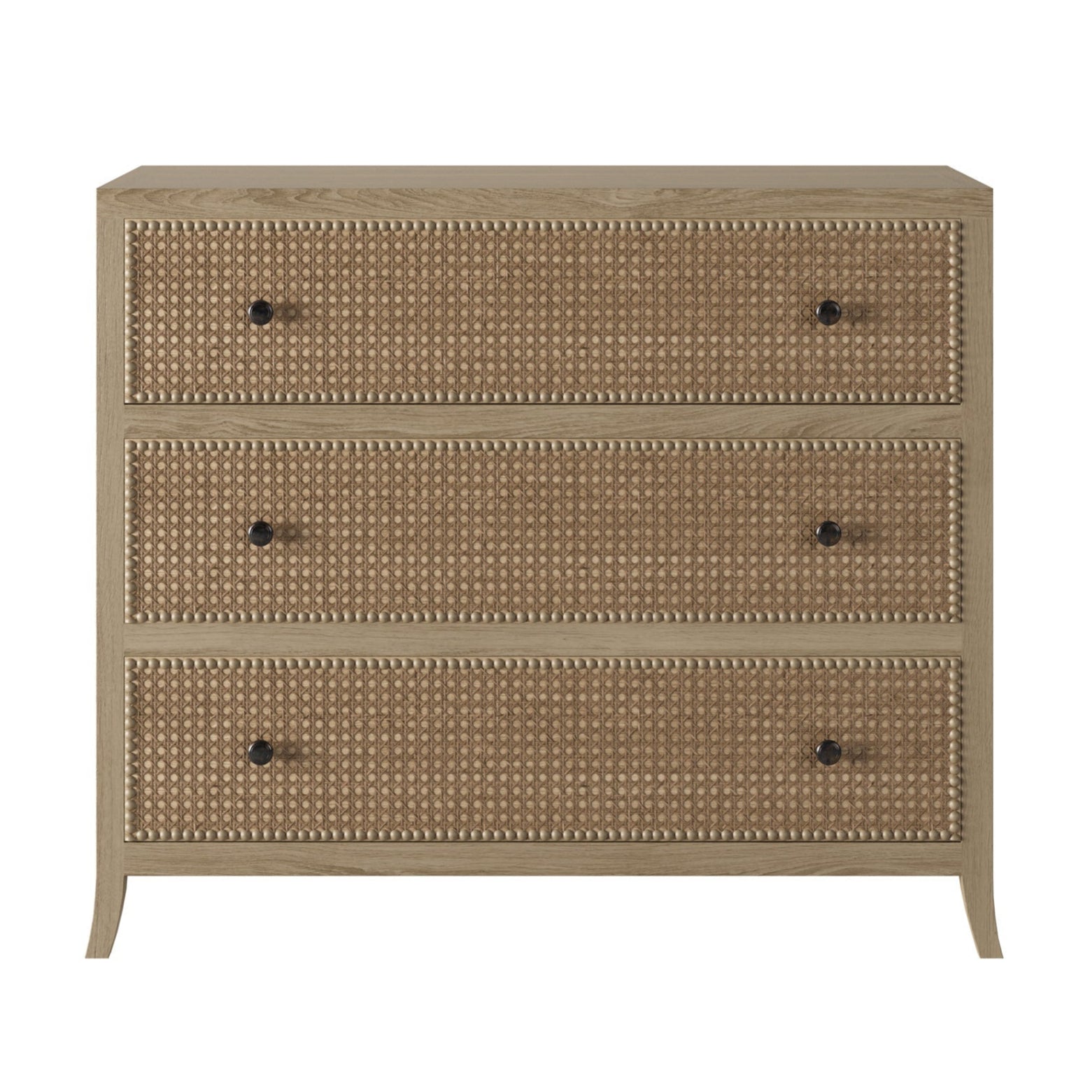 DI Designs Witley Natural Oak Wood Rattan Chest of Drawers | 3 Drawers
