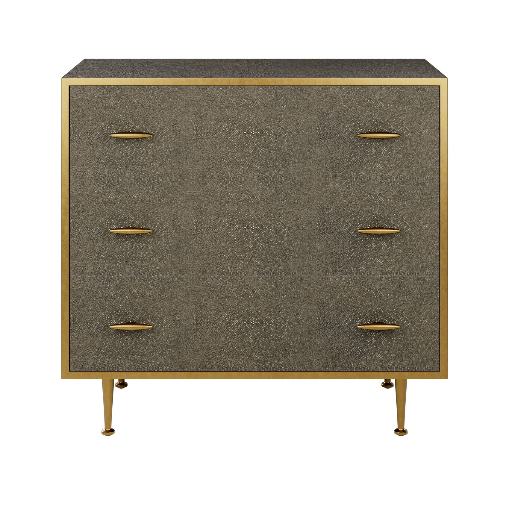 DI Designs Hampton Grey Shagreen & Gold Chest of Drawers | 3 Drawers