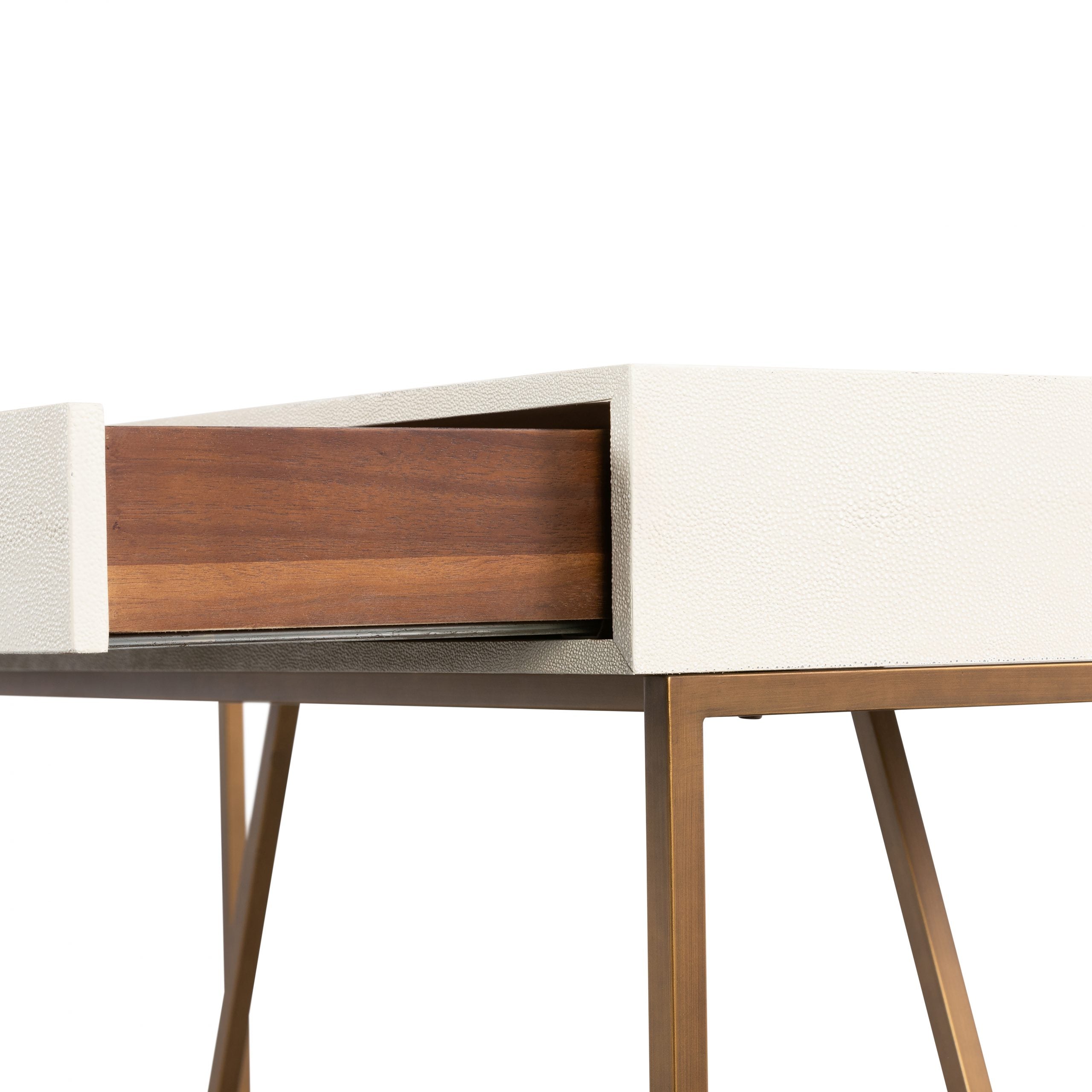 DI Designs Hampton Ivory Shagreen & Gold Desk | 2 Drawers