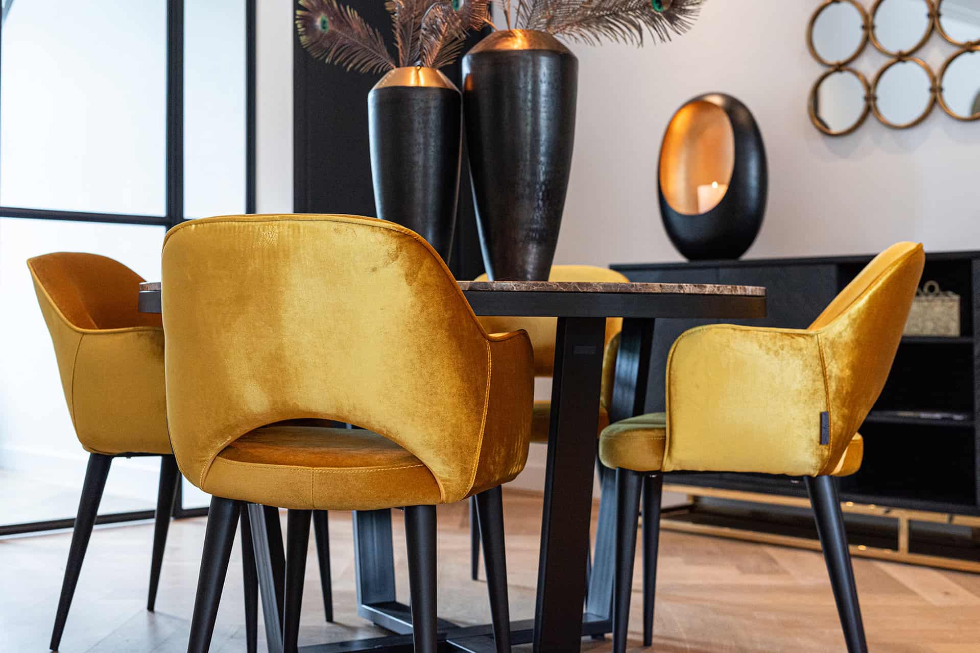 Sideboard Blackbone gold 4-doors  (Black rustic)