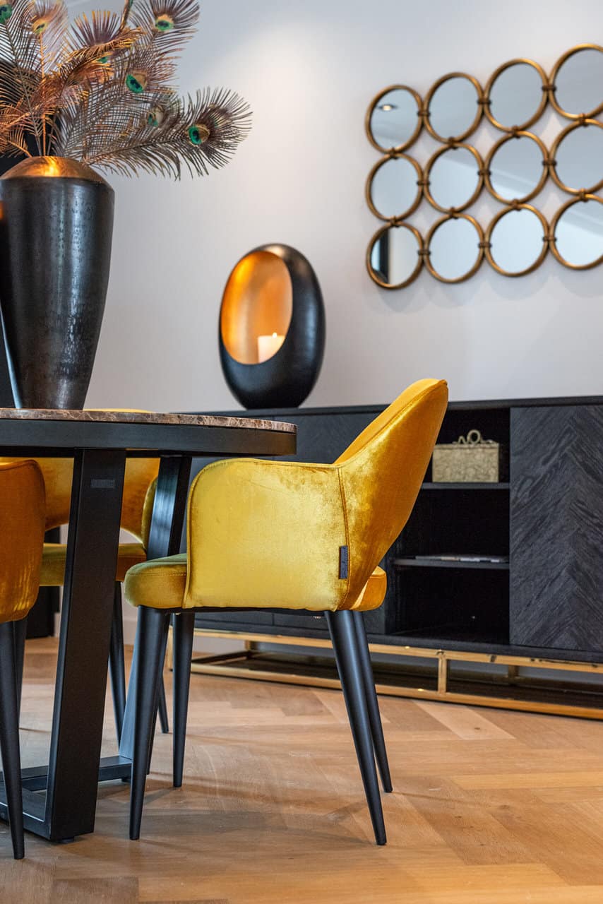 Sideboard Blackbone gold 4-doors  (Black rustic)