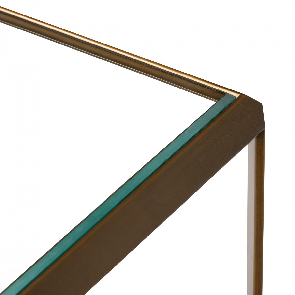 DI Designs Elmley Ivory Shagreen Brass & Clear Glass Square Side Table