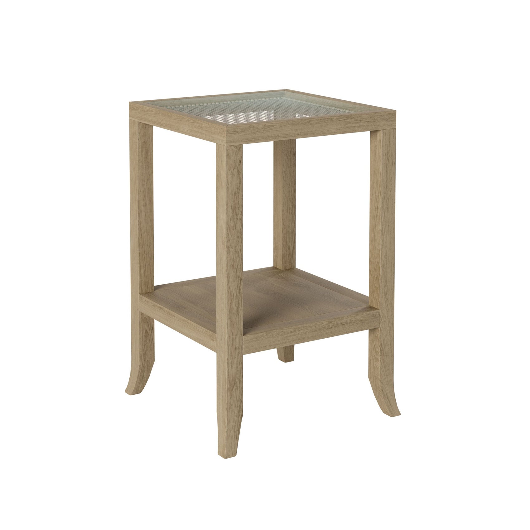 DI Designs Witley Natural Oak Wood Rattan & Glass Square Side Table