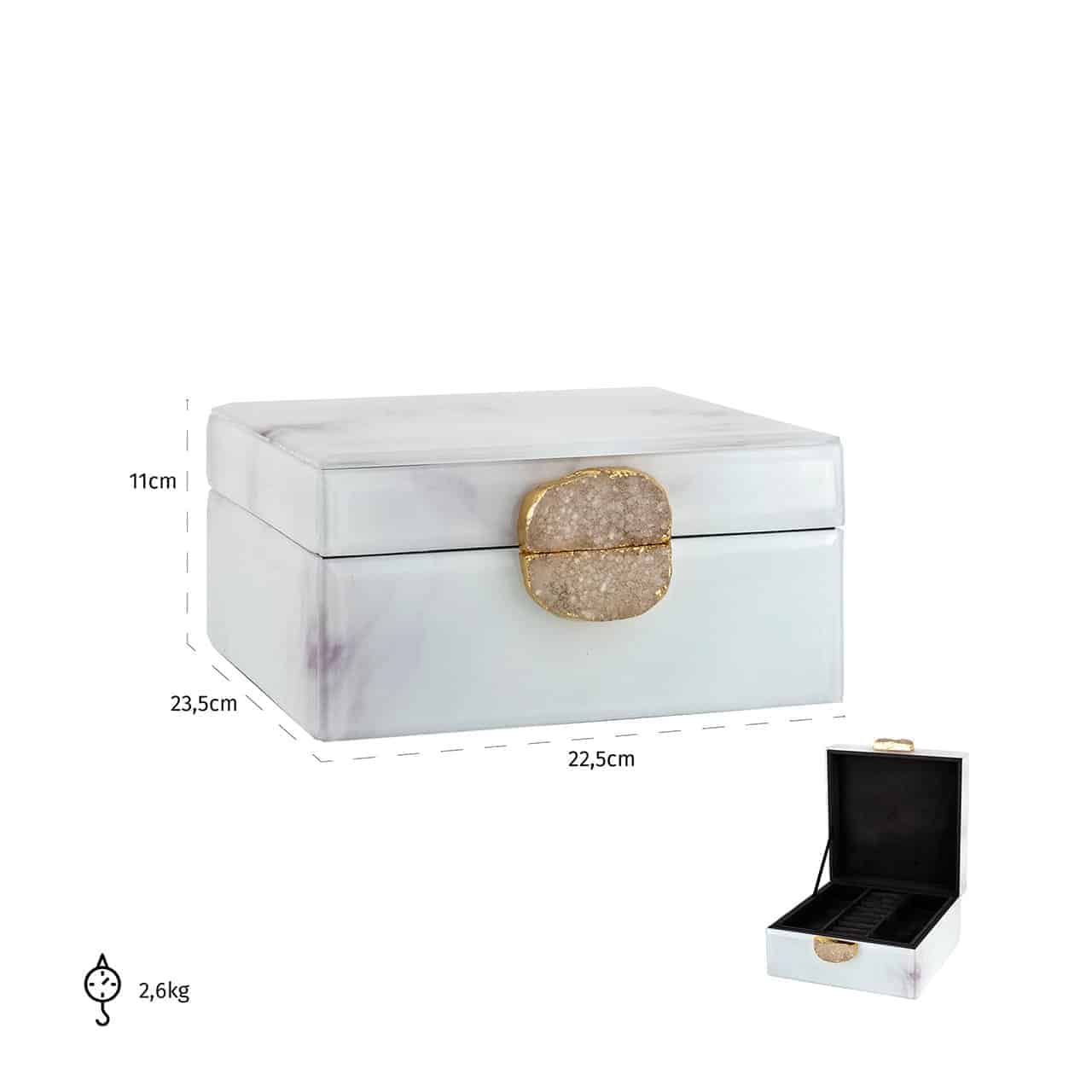 Jewellery Box Bayou white marble look