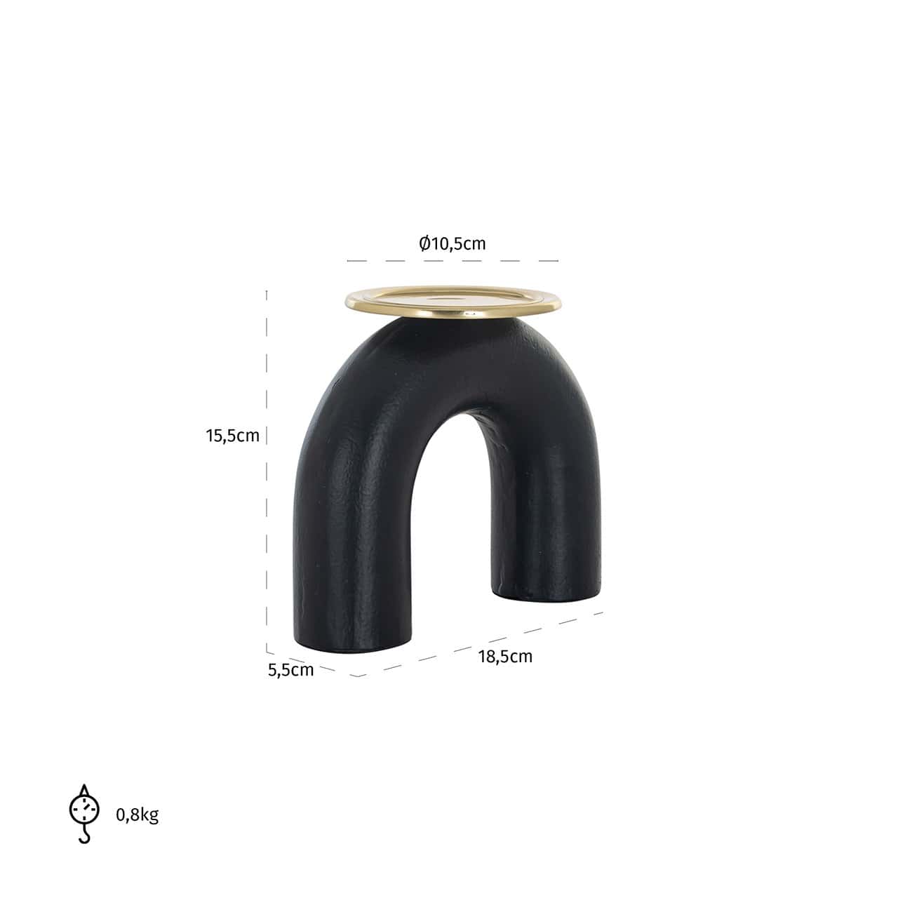 Candle holder Femke big (Black/gold)