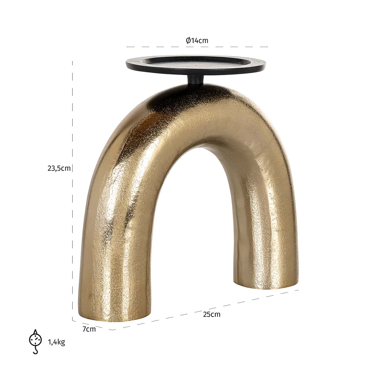 Candle holder Jadey big (Black/gold)