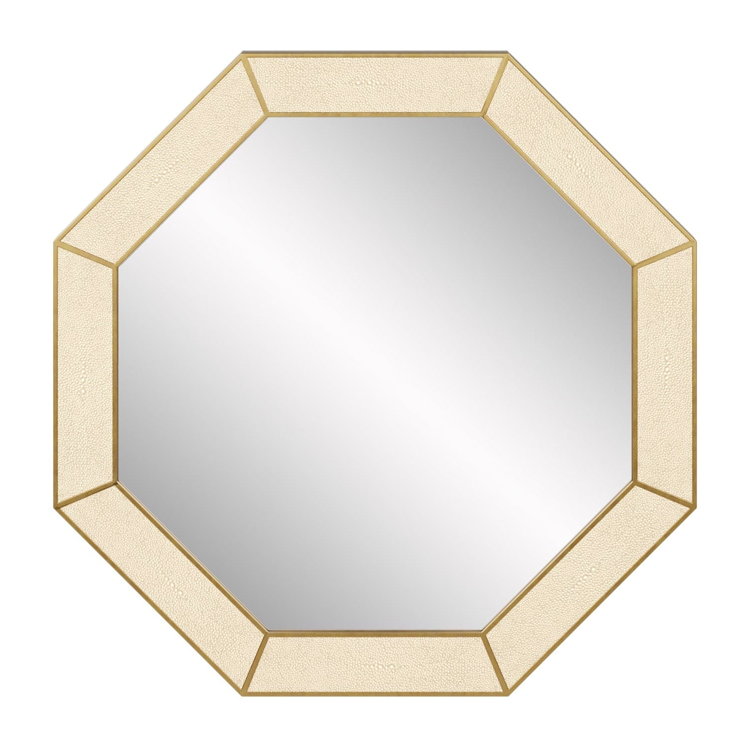DI Designs Hampton Ivory Shagreen & Gold Octagon Wall Mirror